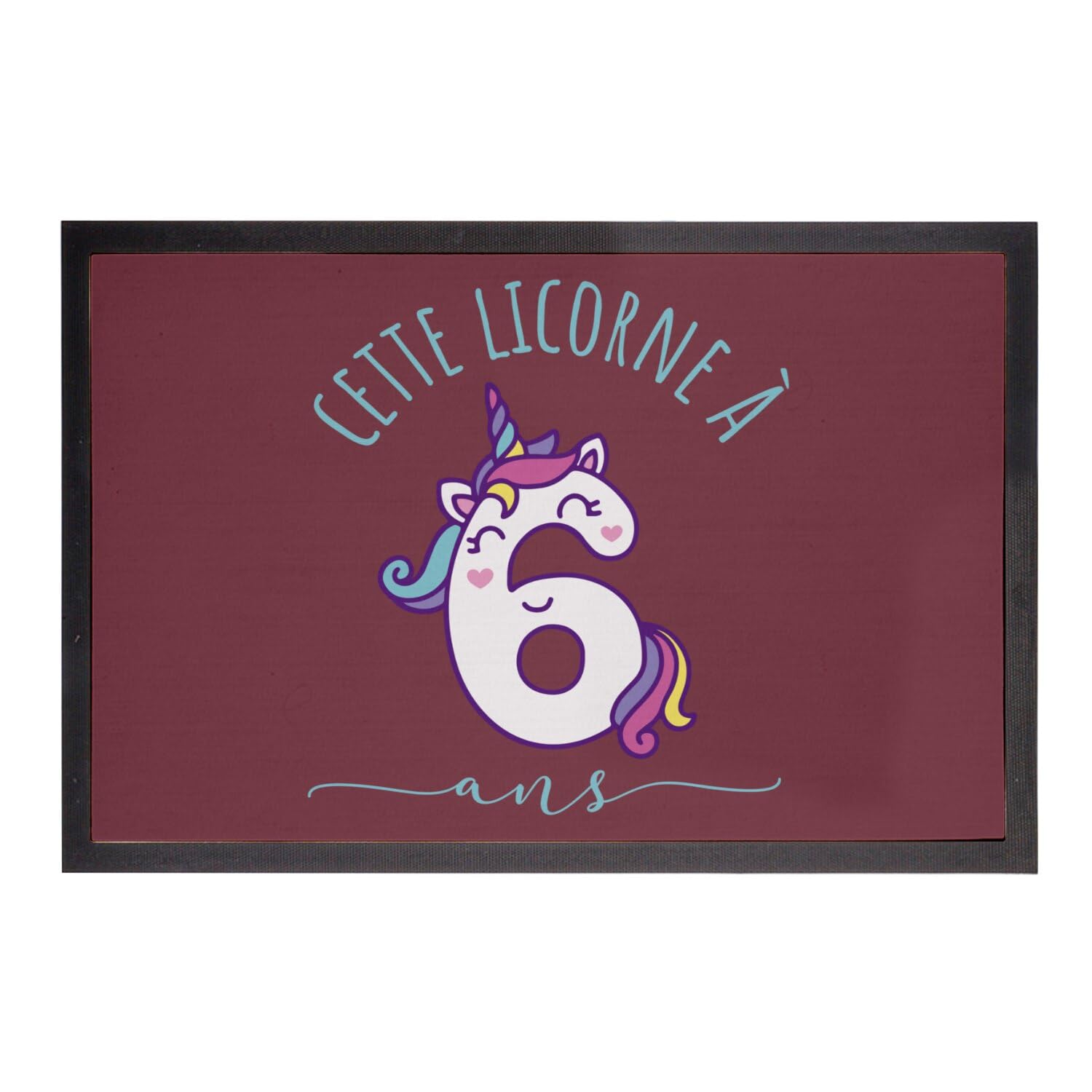 Paillasson licorne 6 ans grand tapis rouge enfant pour chambre et entrée