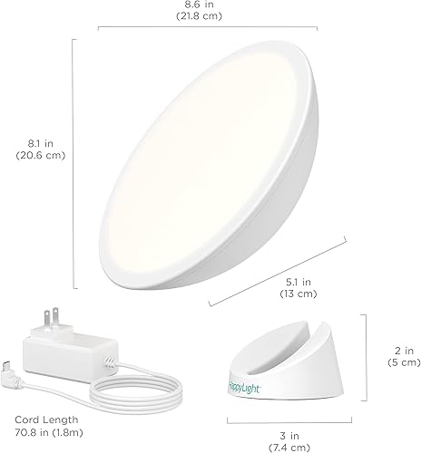 Miniatura 6 de Verilux HappyLight Halo - Lámpara de terapia de luz LED inalámbrica con una base magnética de 360° y batería recargable para luz portátil, sin rayos