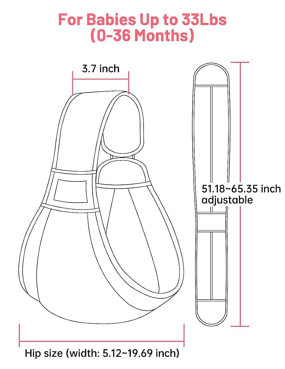 Fular Nosidełko, mumgaroo wielofunkcyjne nosidełko On the Go, plecak dziecięcy All Seasons dla niemowląt do 36 miesięcy, do 15 kg