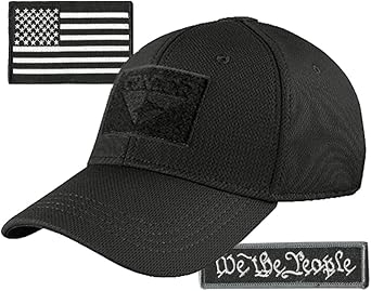 Condor Fitted Tactical Cap Bundle - We The People & USA Patches - Choose Size