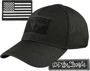 Condor Fitted Tactical Cap Bundle - We The People & USA Patches - Choose Size