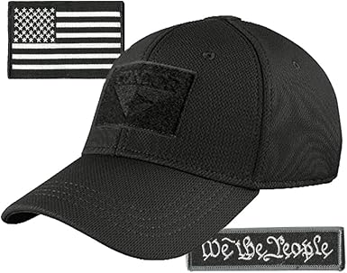 Condor Fitted Tactical Cap Bundle - We The People & USA Patches - Choose Size