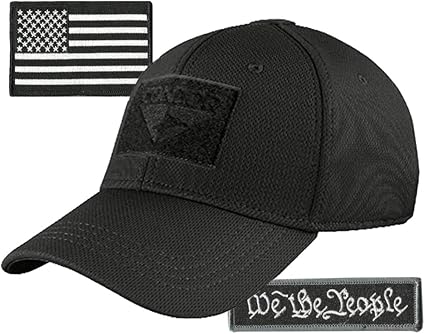 Condor Fitted Tactical Cap Bundle - We The People & USA Patches - Choose Size