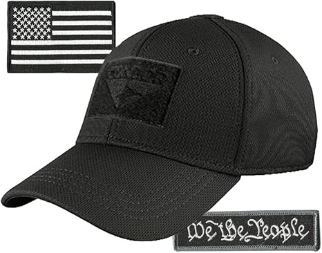 Condor Fitted Tactical Cap Bundle - We The People & USA Patches - Choose Size