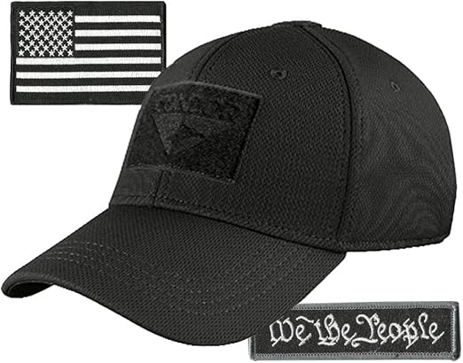 Condor Fitted Tactical Cap Bundle - We The People & USA Patches - Choose Size