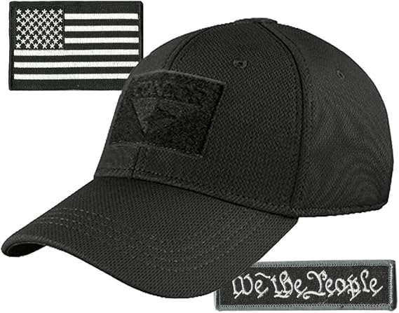 Condor Fitted Tactical Cap Bundle - We The People & USA Patches - Choose Size