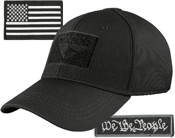 Condor Fitted Tactical Cap Bundle - We The People & USA Patches - Choose Size