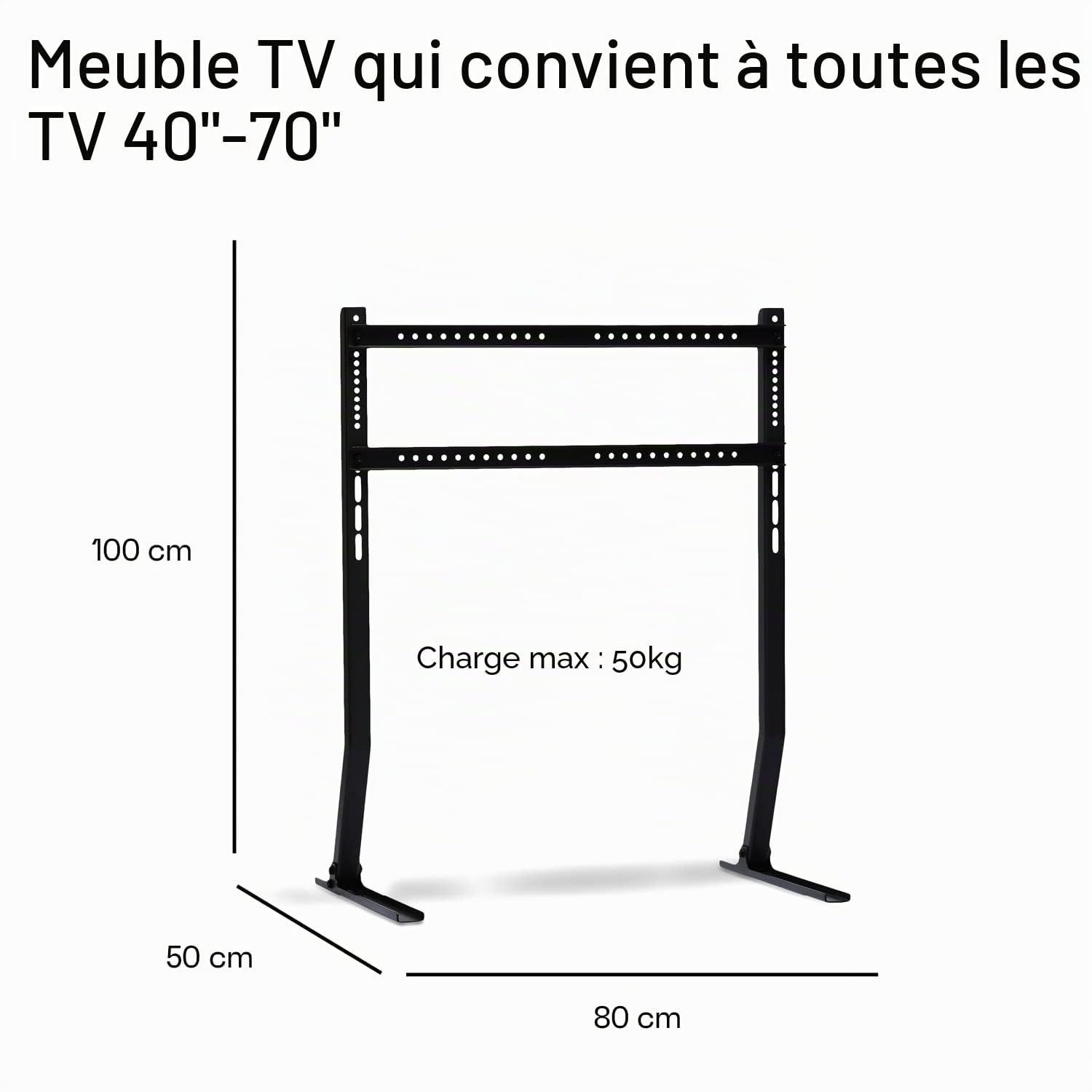 Pedestal Bendy Tall Meuble TV Haut (Noir) | Support Tele pour Les Ecrans de 40 à 70 Pouces | Pied TV au Design Danois | Meubles de Salon pour Television