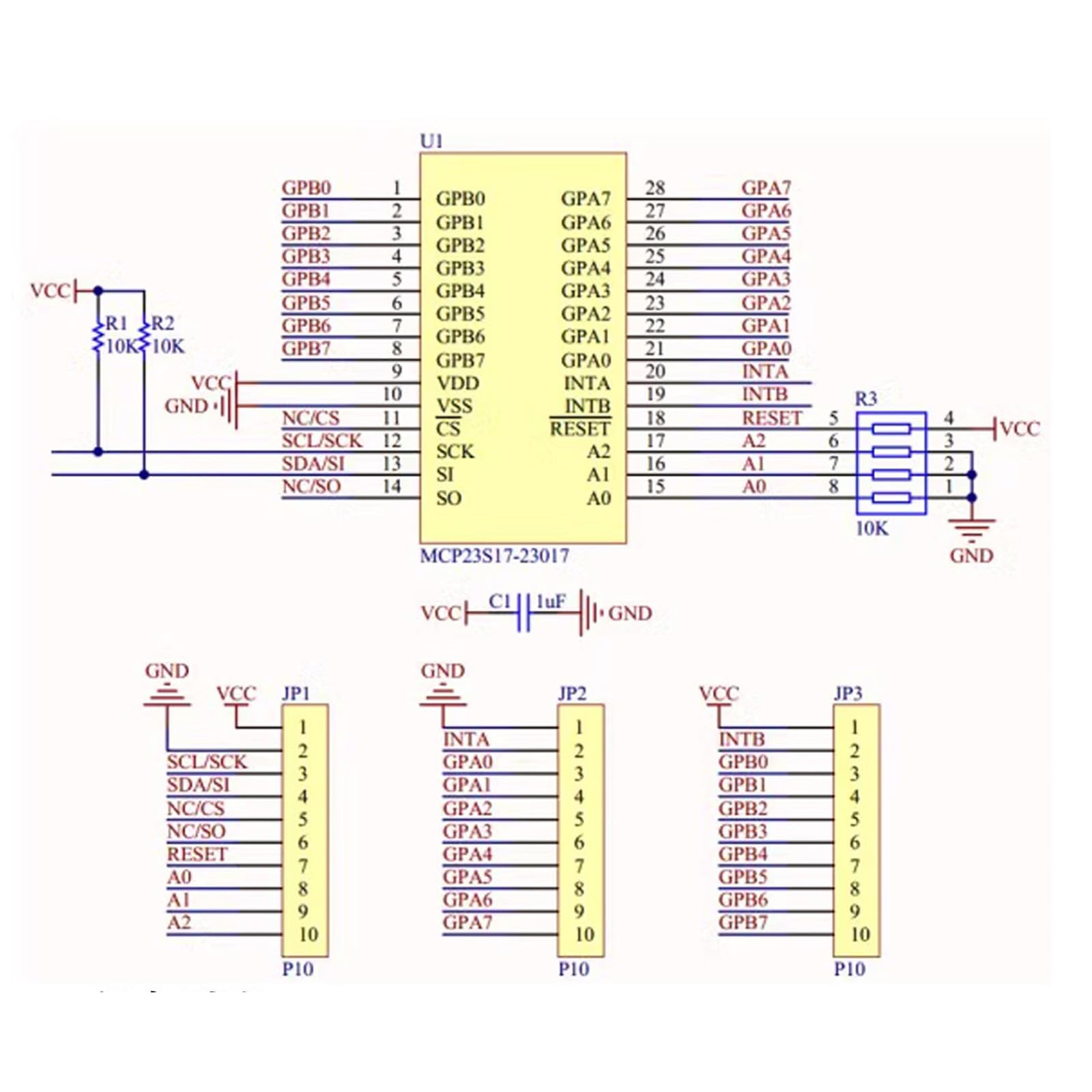 3 pezzi MCP23017 I2C CJMCU-2317 modulo Expander seriale 16 bit I/O, interfaccia I2C ad alta velocità compatibile per Arduino