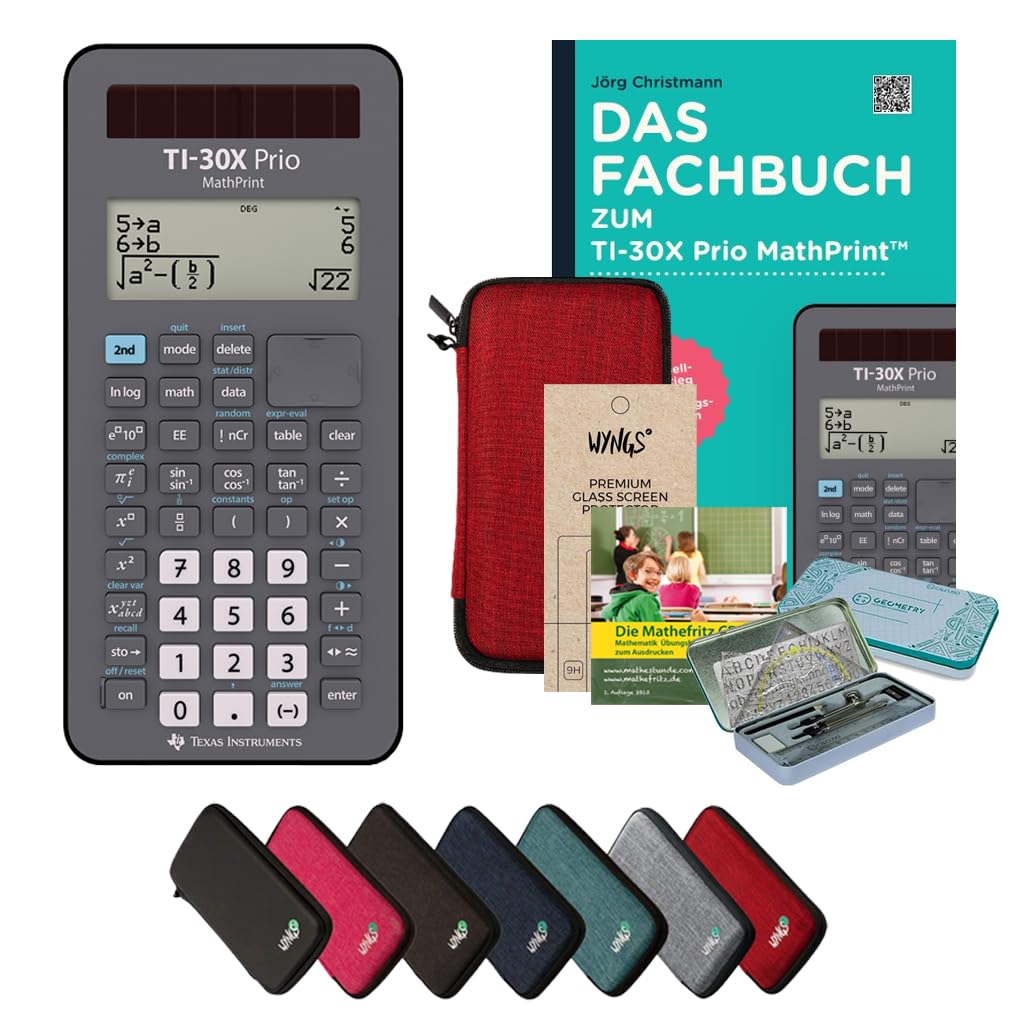 CALCUSO Paquete Prémium Rojo con Calculadora TI-30X Prio MathPrint (Alemán)