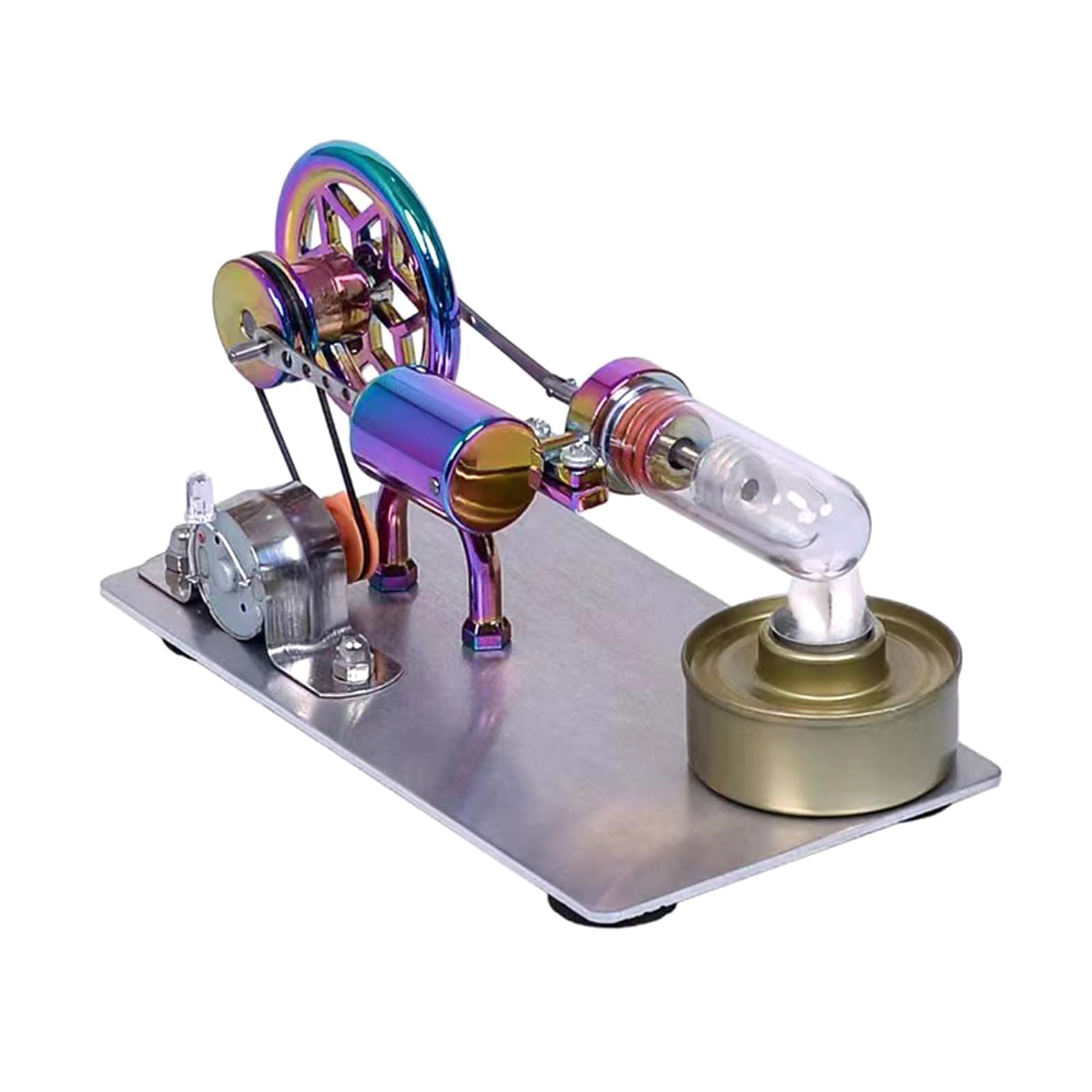Temperatur Stirlingmotor, zusammengebauter Stromgenerator, Wärmeexperiment, Generatormodell mit Schwungrad Designs, Flugzeugmodell, Stirlingmotor, Lernspielzeug, Dampf Wärme Erziehung