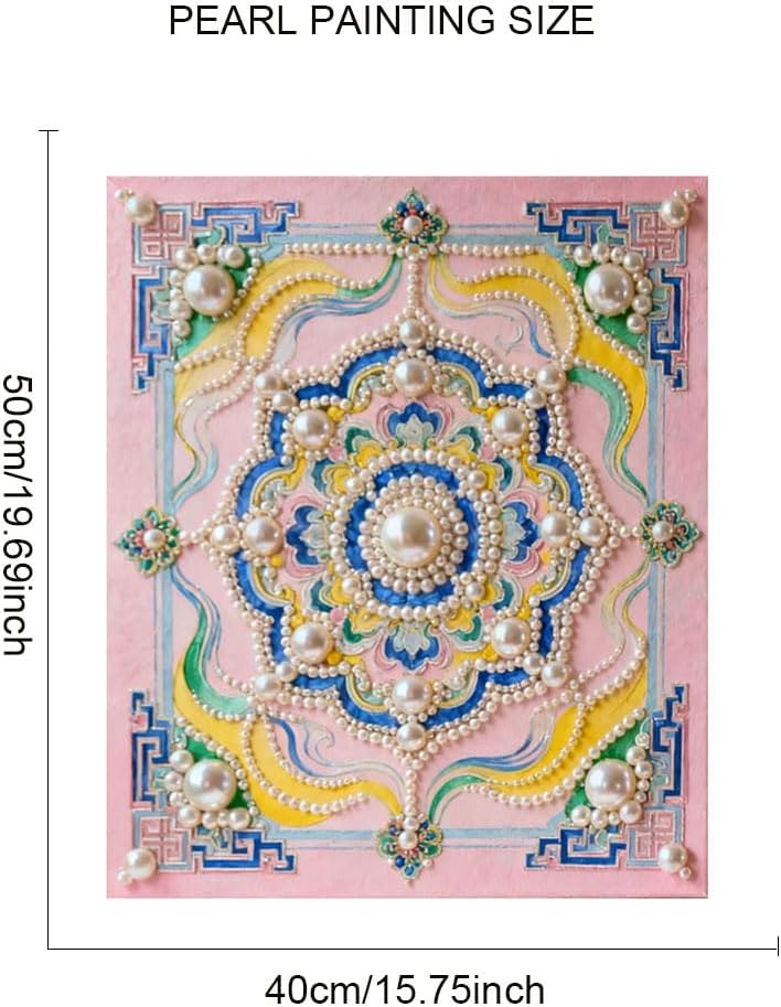 Mrchfr DIY Flower Pearl Painting Kit for Adults Beginner Stress Relief All-Pearl Dot Painting 3D Gemstone Art Crafts for Gift Home Wall Decor 15.76x19.69inch No Frame (Lotus Pattern)