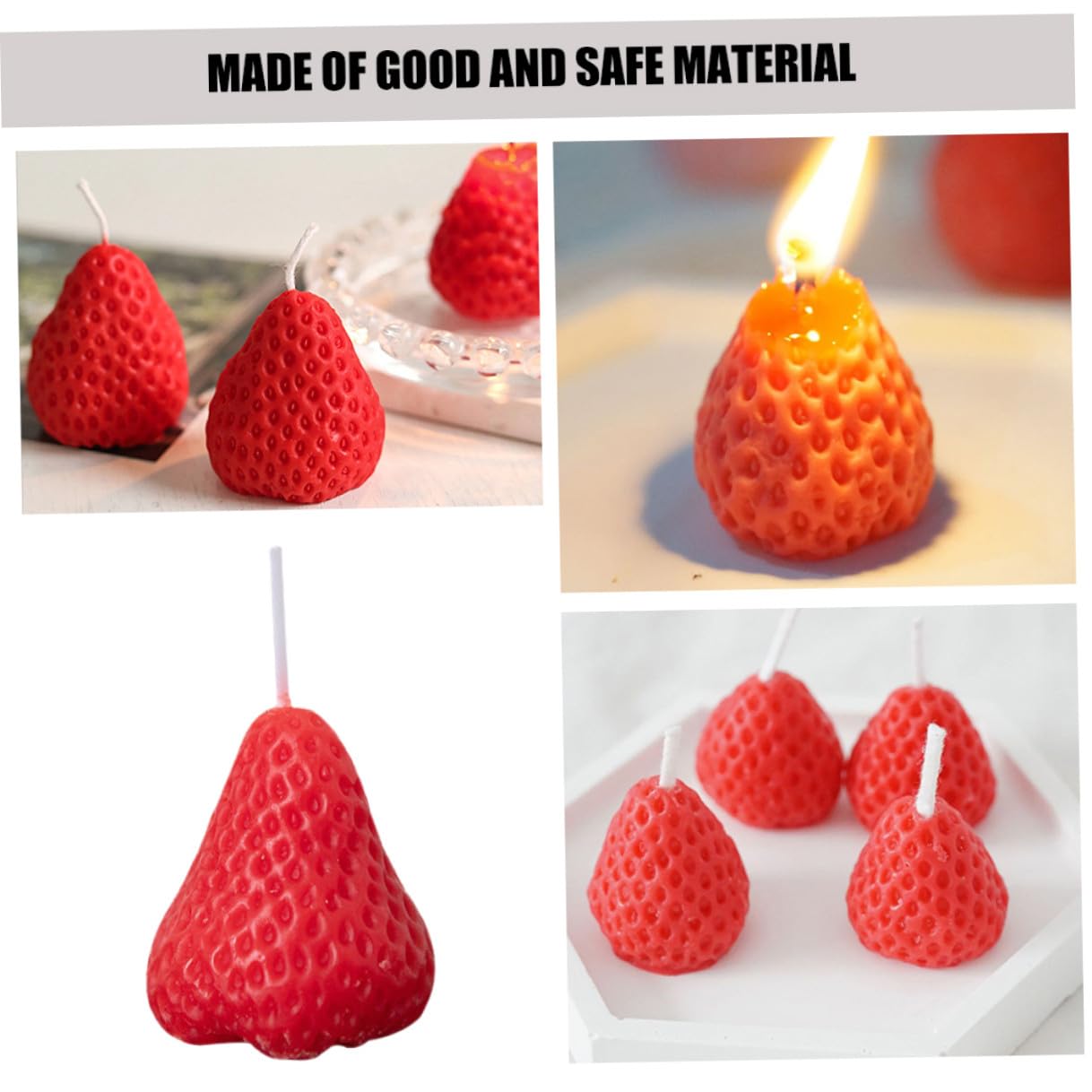 Candele Profumate a Forma di Fragola Effetto Decorativo e Luce Soffusa Set di 9 in Paraffina Rosse per Feste e Decorazioni Domestiche