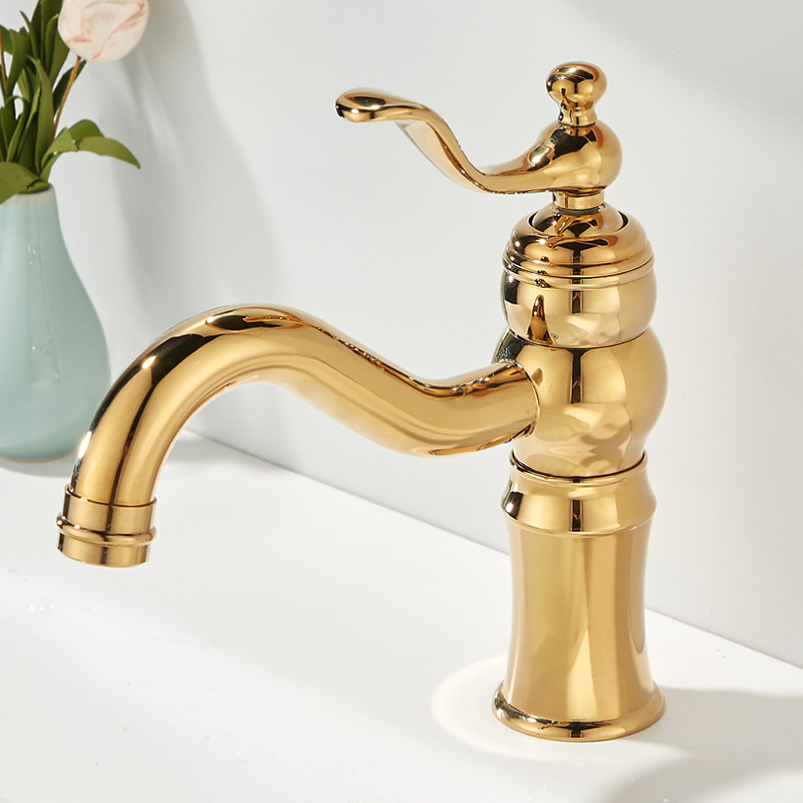 Fanjubei Golden Bathroom Hot And Cold All-Copper Washbasin Faucet