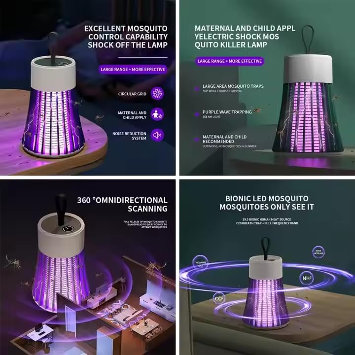 Venvintra Mosquito Lamp Eco-Friendly LED Mosquito Killer Machine – USB-Powered Indoor Bug Zapper for Home – Chemical-Free Insect Trap Safe for Kids & Pets – Easy to Clean 4