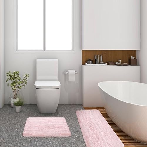 ConCus-T Juego de 2 alfombras de área rosas para el día de la madre, alfombra peluda de pelo sintético rosa teñido anudado para cocina, sala de