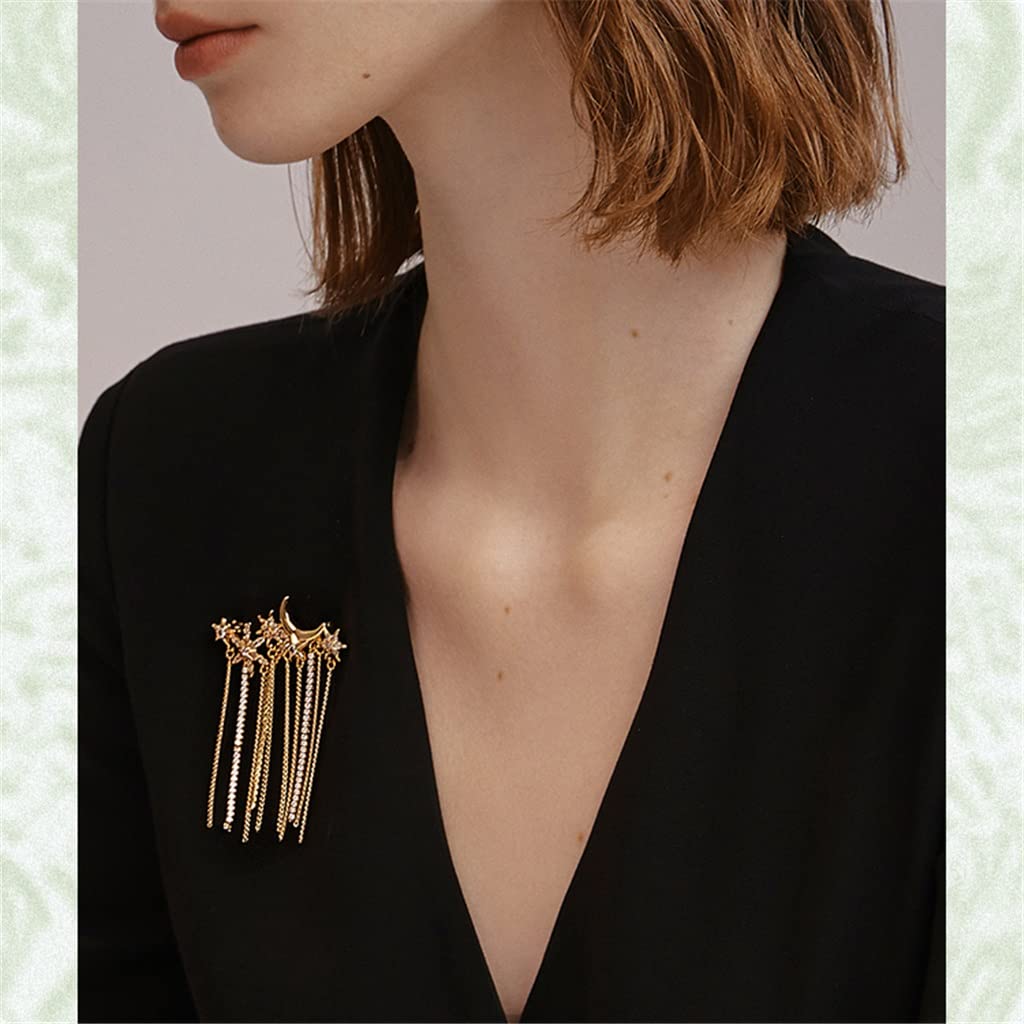 Brosche mit Sternquaste und Mikroeinlage aus Zirkonia, personalisiertes Anstecknadel-Accessoire