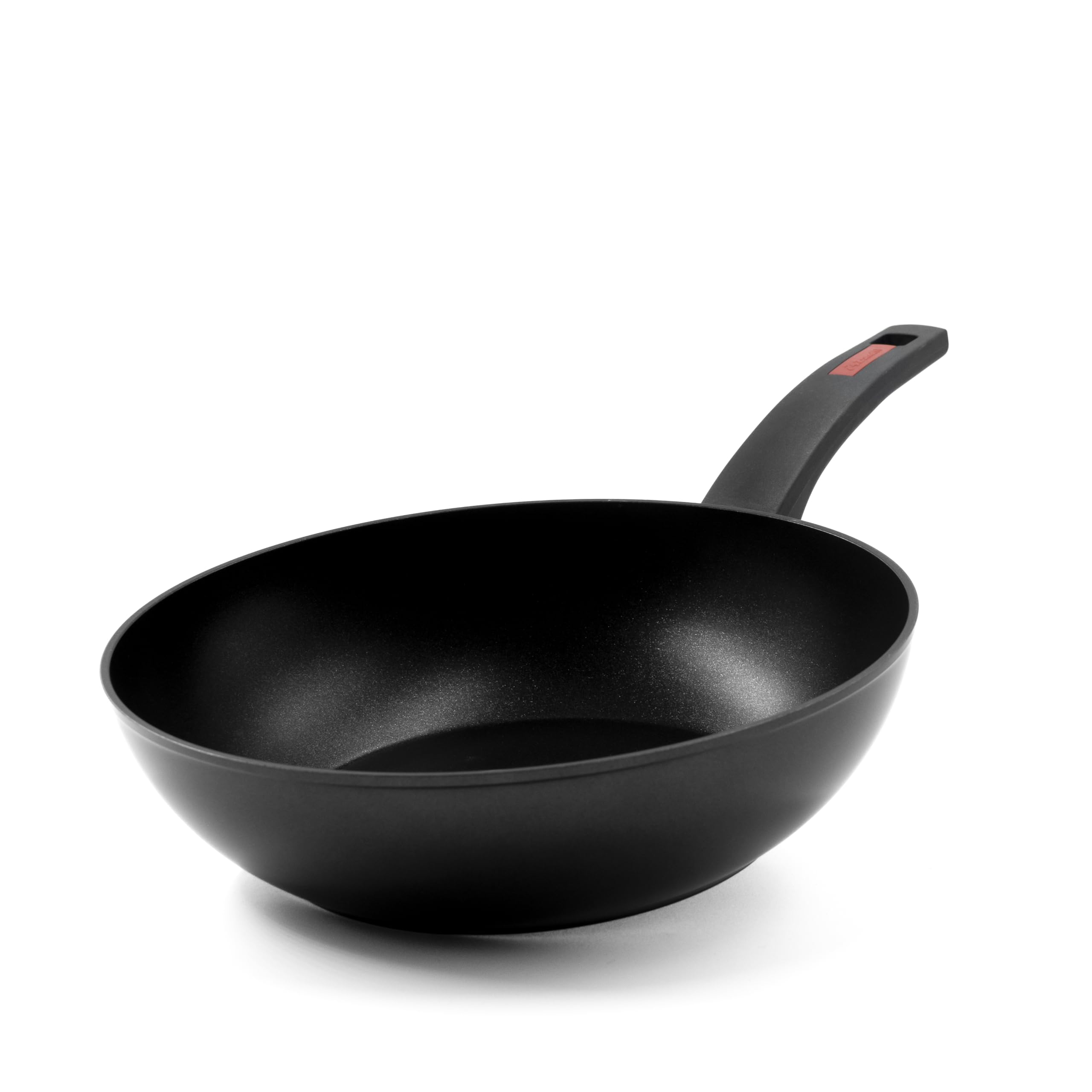 Zanetti Evolution Wok per Induzione, Diametro 28 cm, Padella con Fondo Antiaderente, Alto Spessore, Impugnatura Comoda, Nero