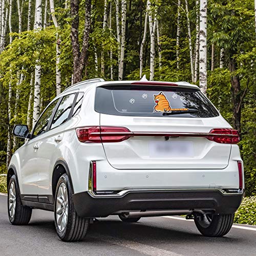 Tomall 9.8'' Reflective Moving Tail Cat Sticker For Car Rear Windshield Window Vinyl Cartoon Funny Kitty With 4 Paw Graphics Decals Decoration For Car Wiper Truck Suv (Cat) #TOP3
