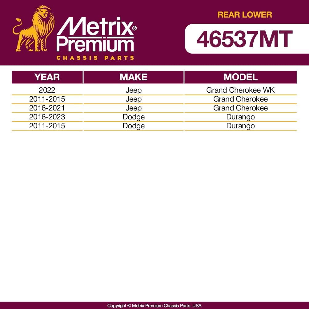 Metrix Premium Chassis Parts - Rear Lower Ball Joint Fits 22 Jeep Grand Cherokee WK, 11-15 Grand Cherokee, 16-21 Grand Cherokee, 11-23 Dodge Durango, Replacement K500372, Made in Europe