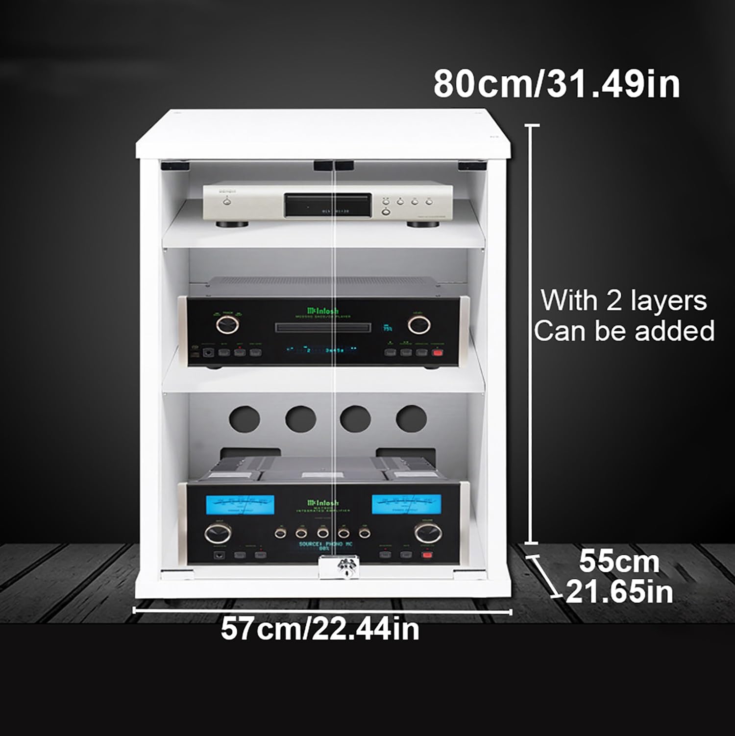 Stylowa szafka na multimedia, wszechstronny stojak na audio i odtwarzacz płyt muzycznych, idealny do przechowywania stereo, do domowej rozrywki, przestrzeni, śpiewania, design, 57,1 x 55,1 x 80 cm