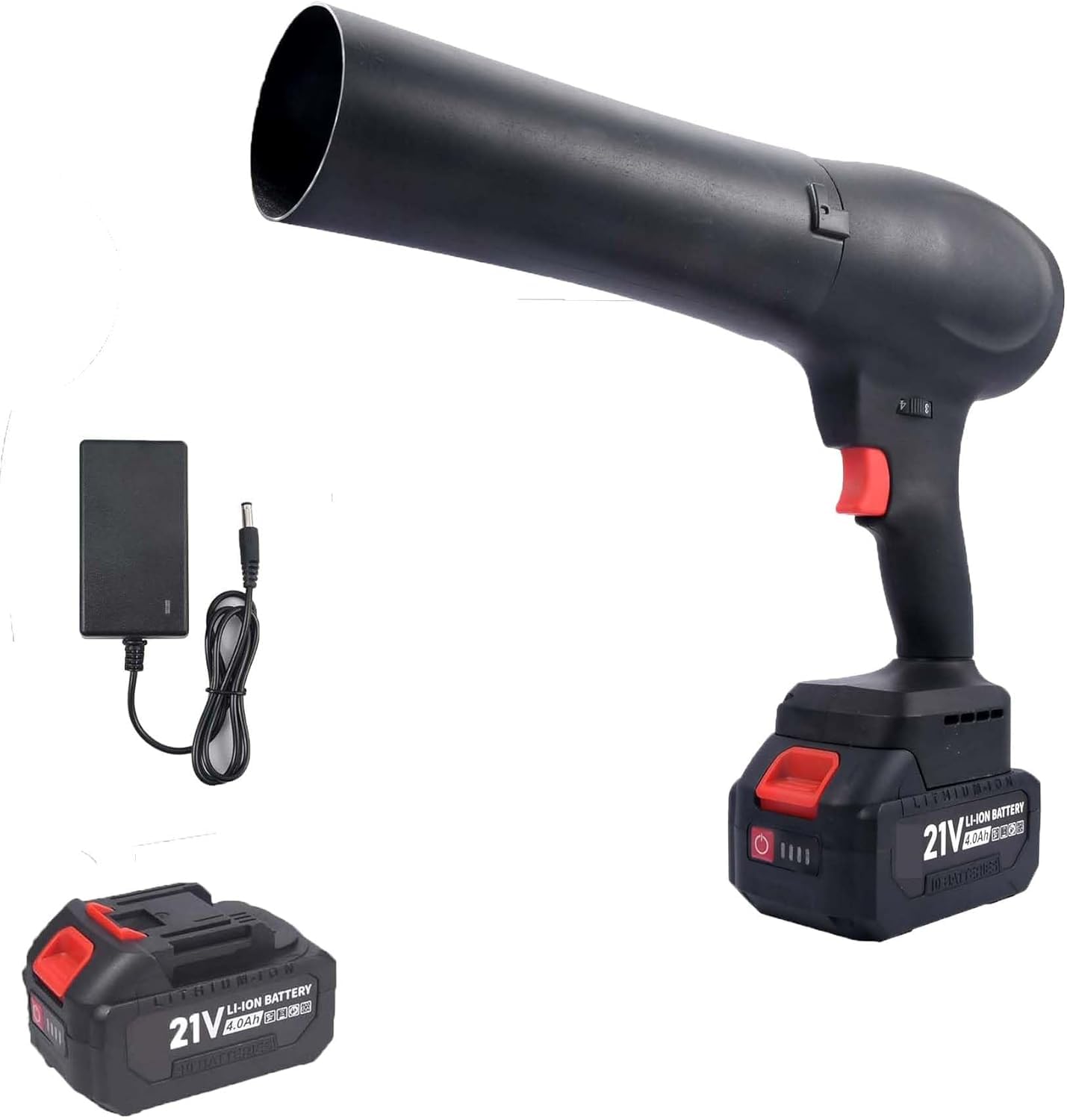 Soffiatore Turbo Senza Fili con 1 x 4000mAh Batteria, Soffiatore per Foglie Brushless 130.000 Giri/min, Mini Ventilatore a Getto Elettrico per Neve, Polvere, con Ugello Esteso