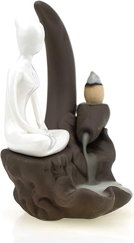 Miniatura 2 de JEFFSUN Soporte de incienso para yoga, meditación, sentado, reflujo, cascada, quemador de incienso, hecho a mano, de cerámica, decoración del hogar,