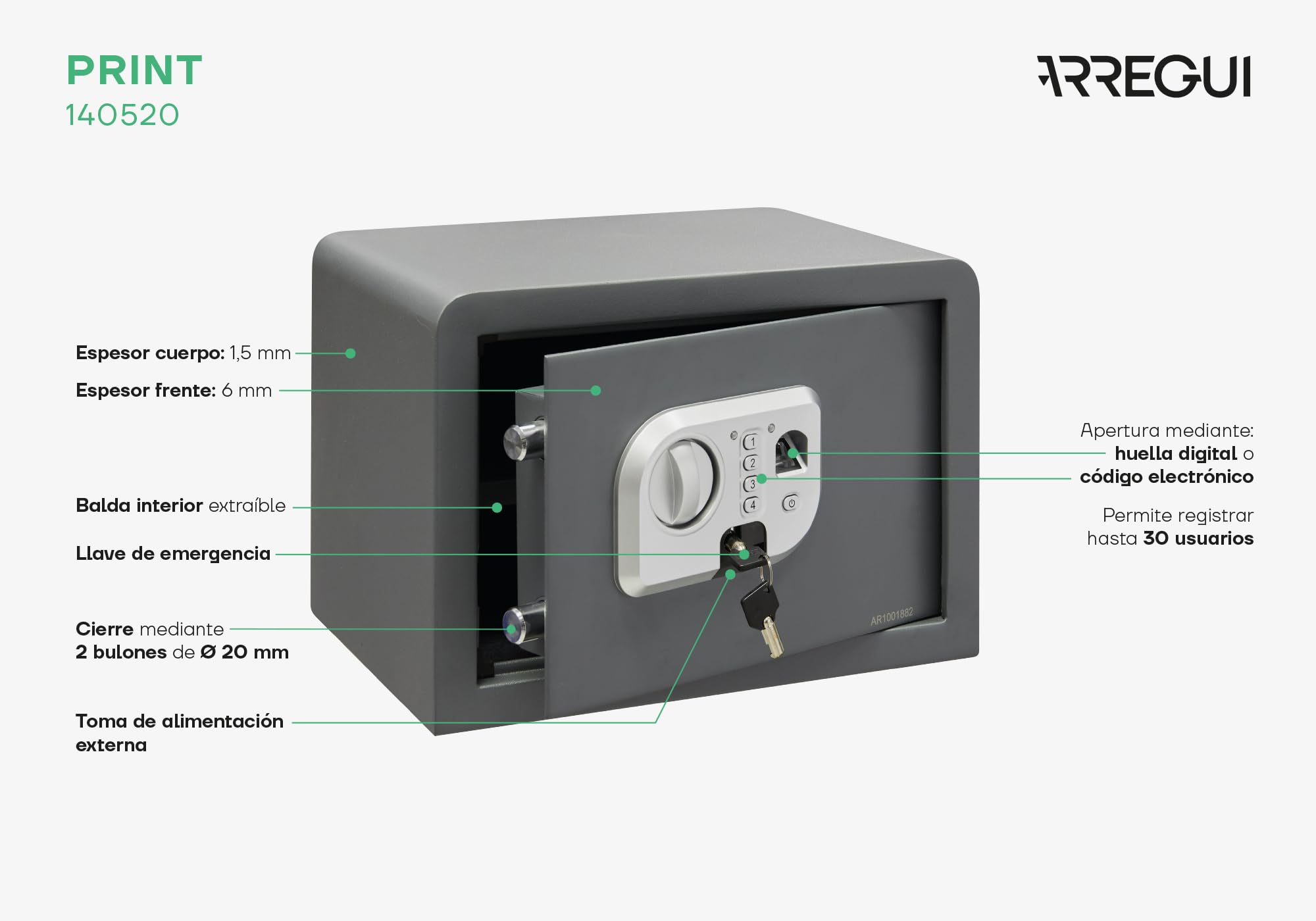 Cajas Fuertes Caja Fuerte Electrónica Arregui 8L Teclado Digital