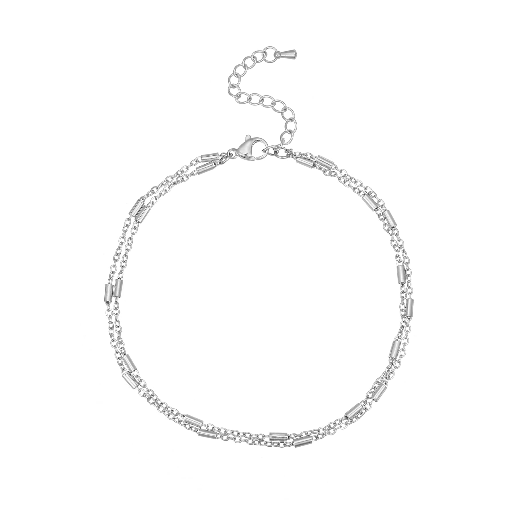 18K Gold Plated Anklets for Women Dainty Non Tarnish Ankle Bracelets Cuban Link Chain Anklets Layered Heart Beads Rhinestone Anklet Trendy Foot Jewelry