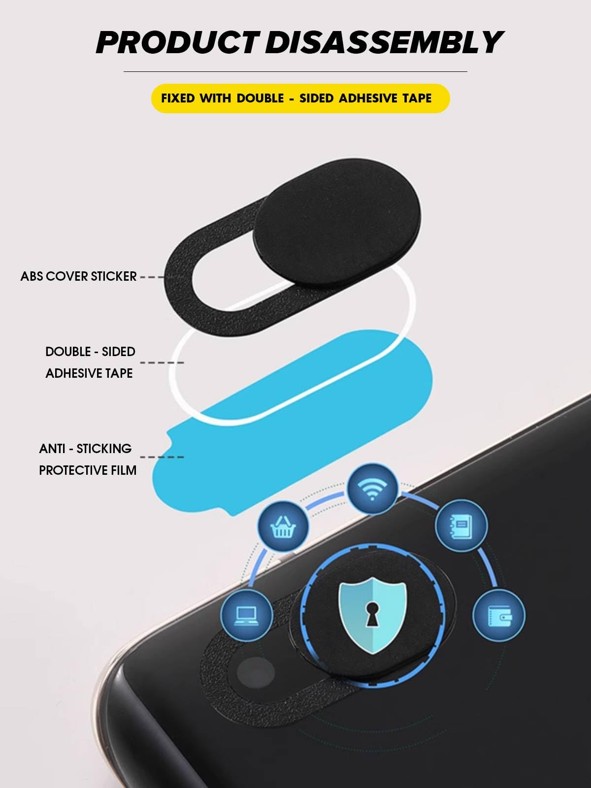 Copertura Webcam, copertura per privacy della camera del laptop e del telefono, 3 pezzi di copertura per camera a scorrimento ultra sottile opaca per computer, laptop, Webcam Cover, nera