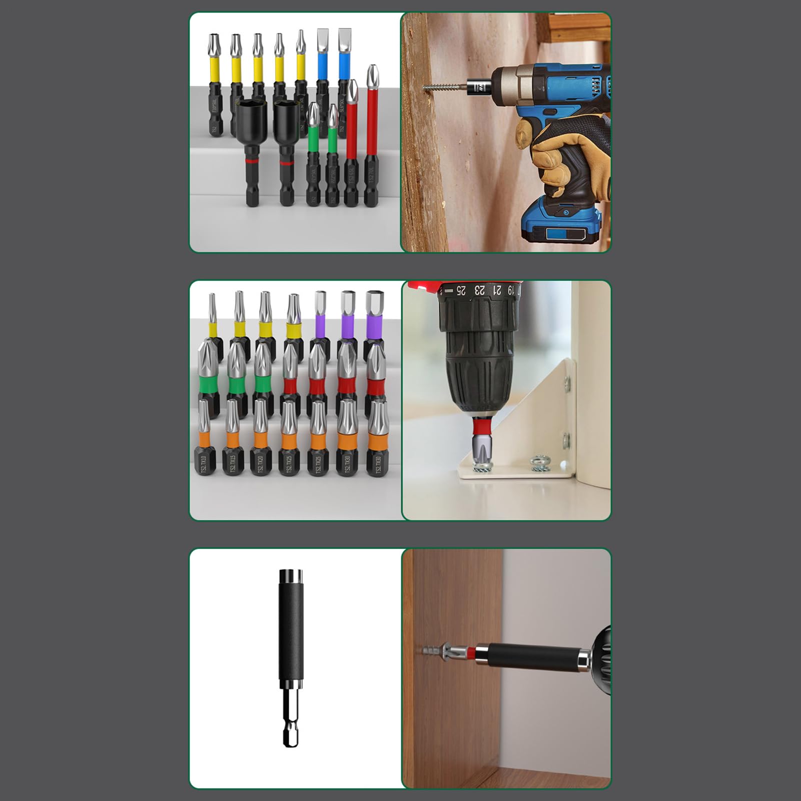 Set Punte Avvitatore Bussole Magnetiche Precisione con Guaine