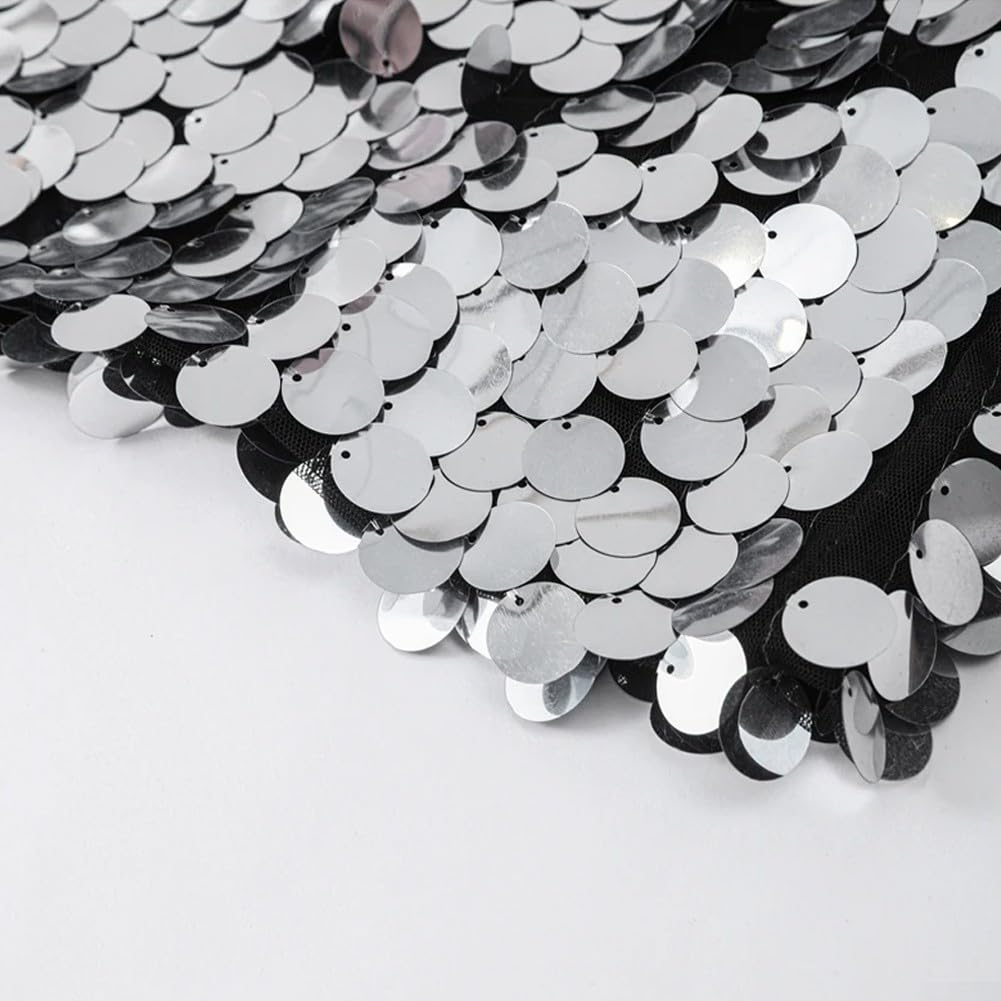 SPORTARC Elegante mini abito da donna con paillettes, con scollo all'americana, ideale per discoteche ed eventi sociali
