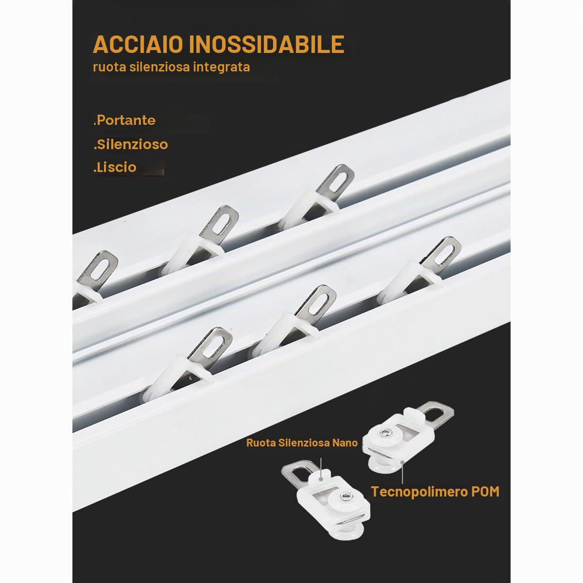 Generico Scatola per Tende, Binario per Tende Doppio, Binario deflettore, Installazione a Parete Integrata con Binario per Tende, Scatola per binari, puleggia per Binario Scorrevole