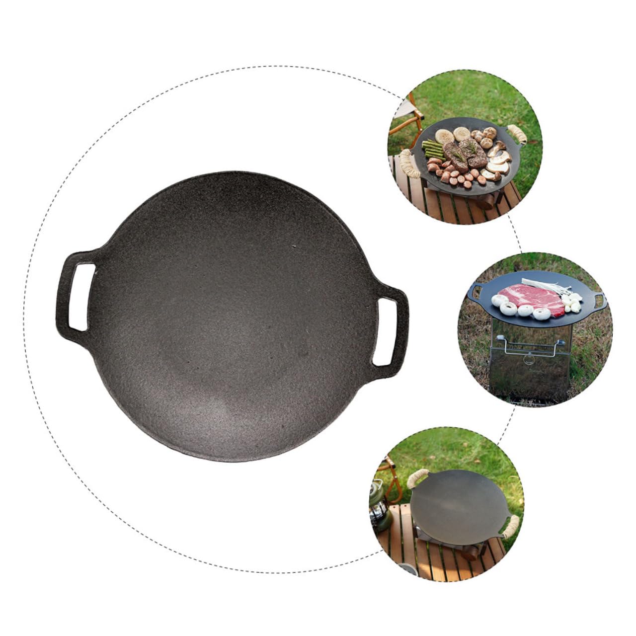 Padella Grill in Ferro per Barbecue da Esterno e Campeggio, Bordi Lisci e Arrotondati, Versatile per Carne e Verdure in Famiglia o Ristorante