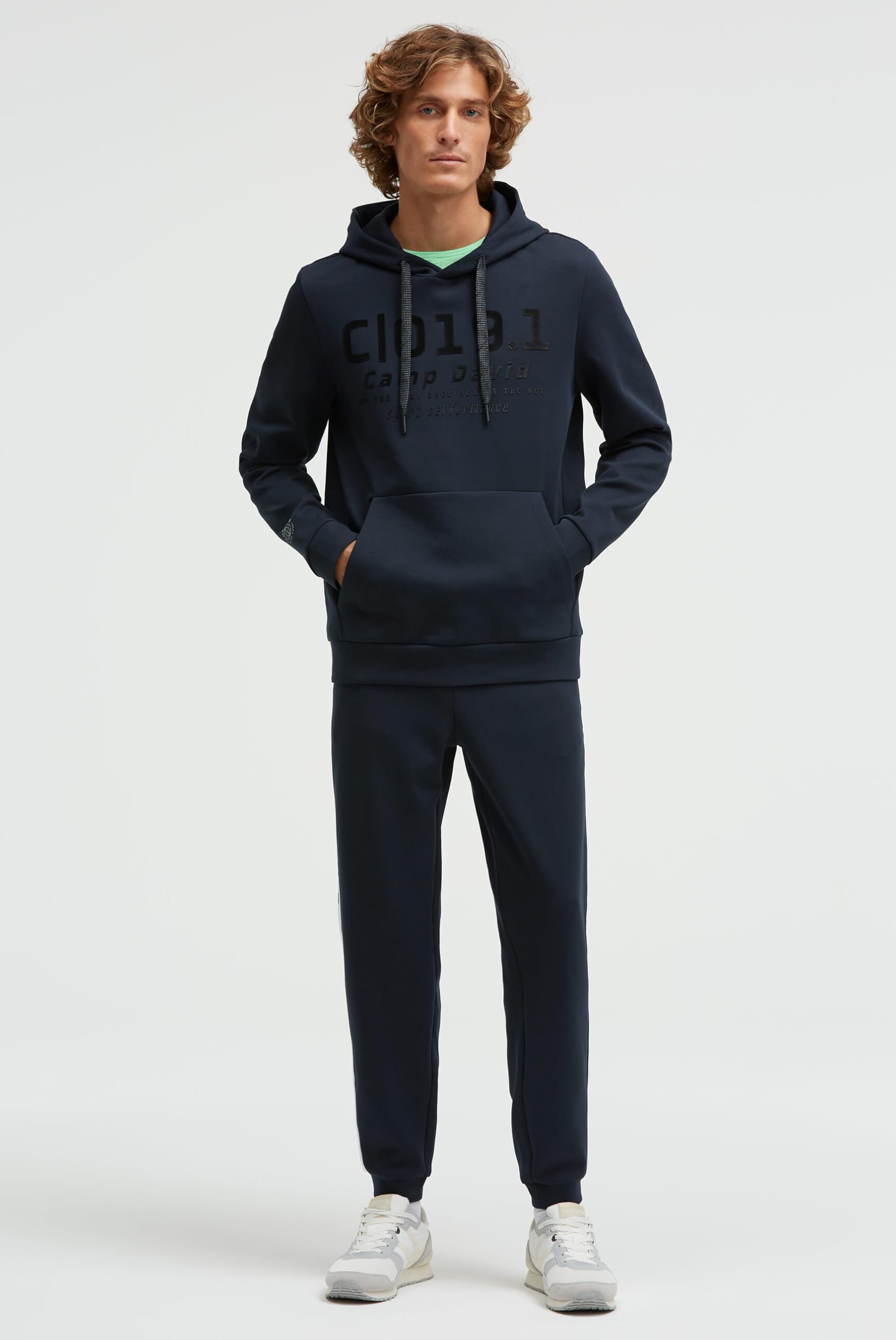 Camp David Herren Hoodie aus Interlock mit Frontprint