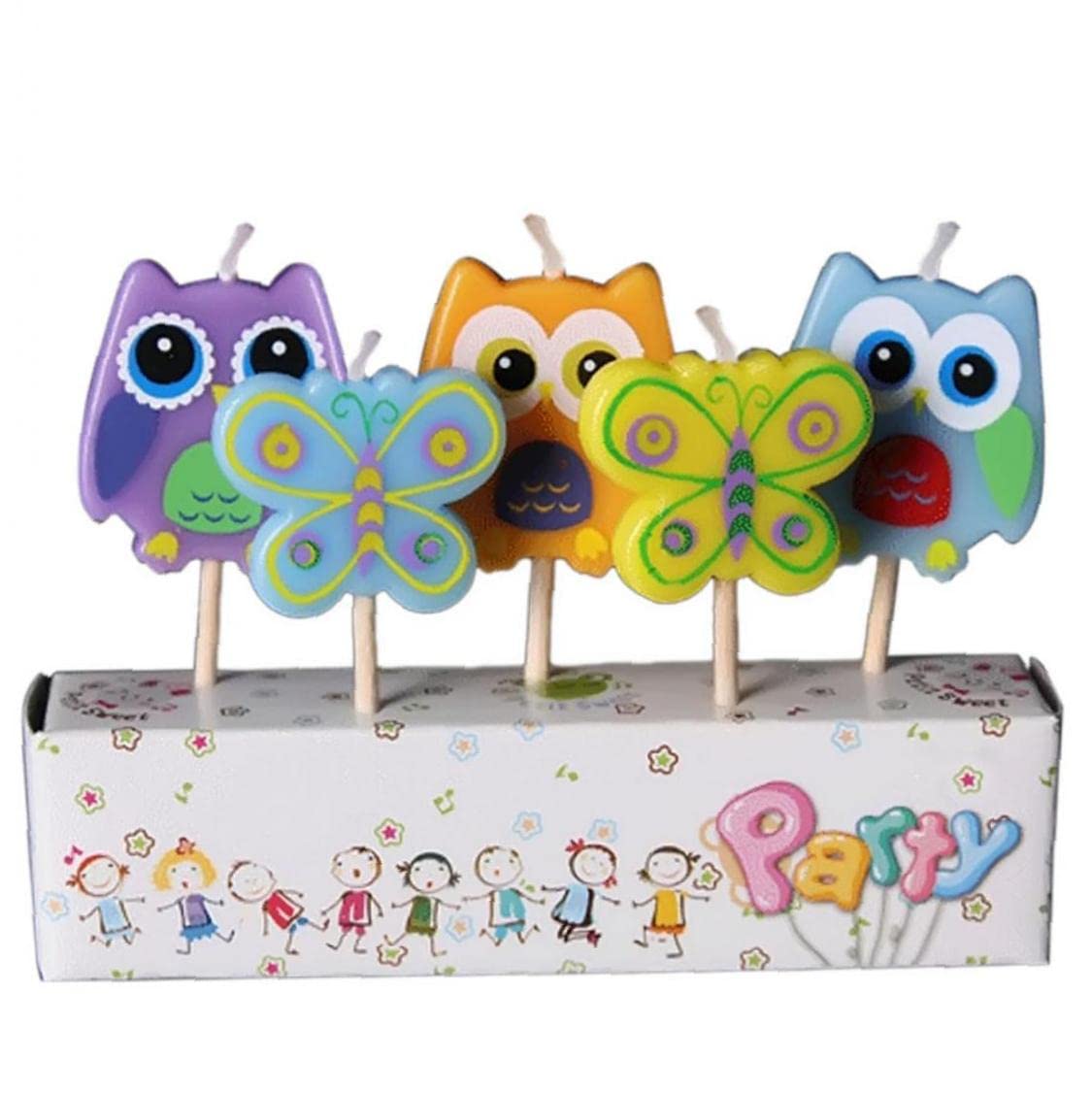 Bemvp 5 Pcs Owl Birthday Candles Party Supplies Kids Birthday Candles Evening Party Decoration Set Party Cake Candle Supplies