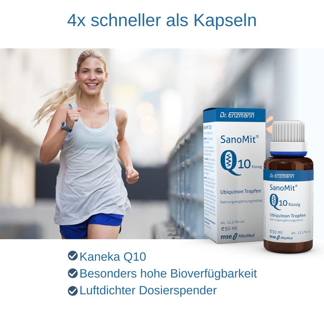 SanoMit flüssiges Ubiquinon Kaneka Coenzym Q10 (2 x 30ml & 1 x 10ml) Tropfen, hochdosiert, liposomal vegan, Dr Enzmann