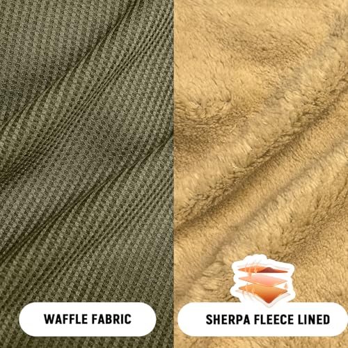 Sailwind Men's Crewneck Sherpa Lined Fleece Waffle Sweatshirt Long Sleeve Warm Pullover Winter Thermal Heavyweight Tops4