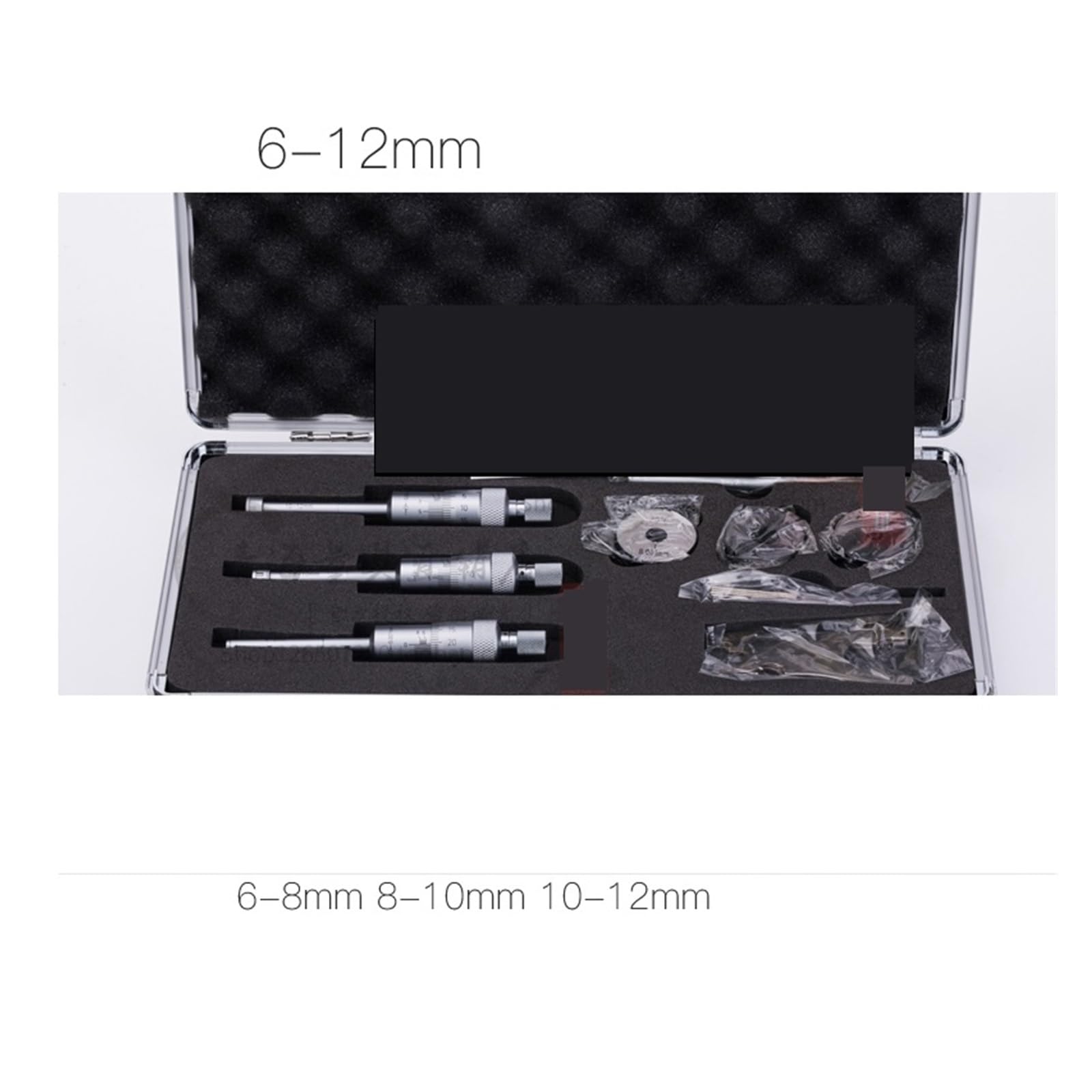 Dreipunkt-Innendurchmesser-Mikrometer Dreipunkt-Innenmessschrauben-Set, 12–20 mm, 20–50 mm, 50–100 mm, mit Einstellringen und Verlängerungsstange (Color : 50-100mm 0.005mm)
