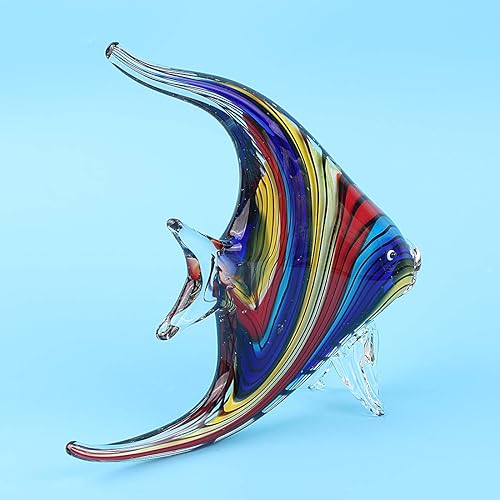 Miniatura 4 de Hophen Art - Figura de cristal de cristal tropical de golondrina de ángel soplado hecho a mano, escultura de animal marino, decoración del hogar,