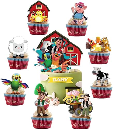 Paquete de 25 adornos para tartas Lai Granja De Zenoon, decoración de fiesta de cumpleaños Lai Granja De Zenoon para decoración de pasteles para Lai