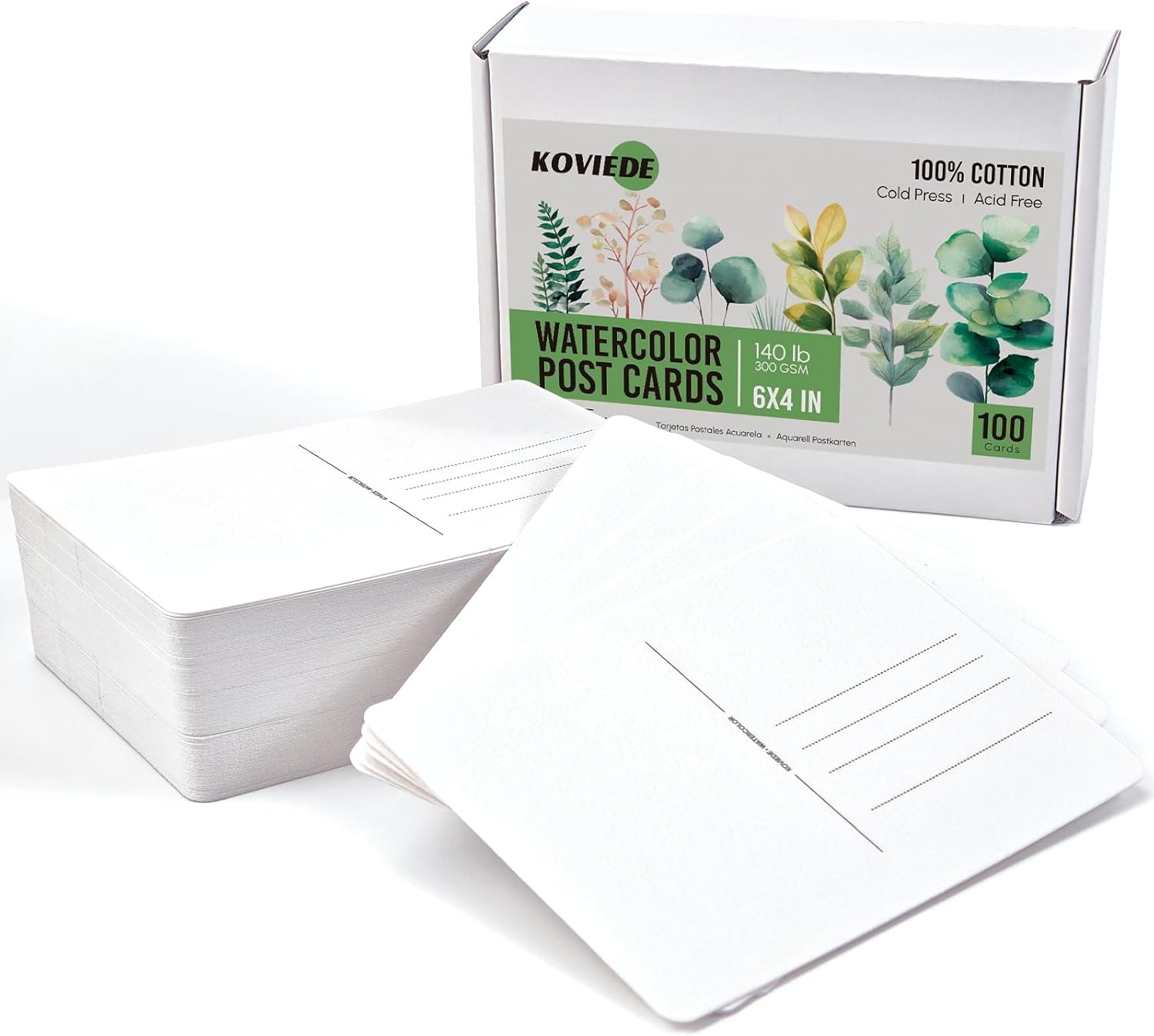KOVIEDE 100 Sheets 4x6 Watercolor Postcards, 140lb/300gsm 100% Cotton Blank Postcards Water Color Paper Cards Art Supplies Great for Coloring, Mailing, Valentines, Greeting Cards