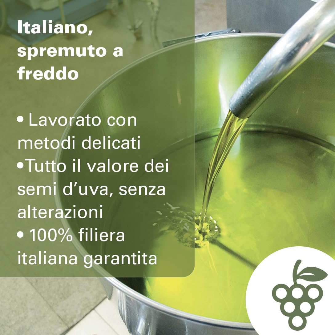PIAVE 1938 - Olio di Semi d’Uva 25L – Olio di Vinaccioli Italiano Spremuto a Freddo – Alto Punto di Fumo 245°C – Ricco di Omega 6 e Vitamina E – Per Frittura, Cottura, Pasticceria e Uso Professionale