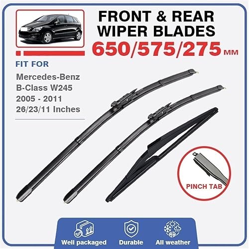 Miniatura 2 de Limpiaparabrisas compatible con Mercedes Benz Clase B W245 2005-2011 B Klasse Sport Parabrisas delantero y trasero B200 B180 B160 B170 2006 (color