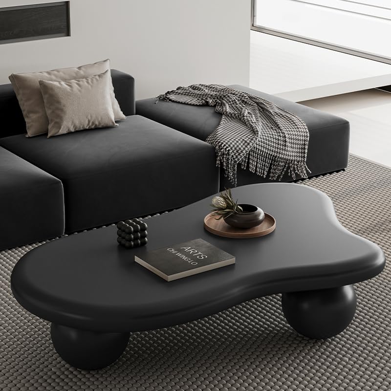 47 2 Cloud Coffee Table with 3 Ball Legs Modern Irregular Center Table for Living Room Low Cute