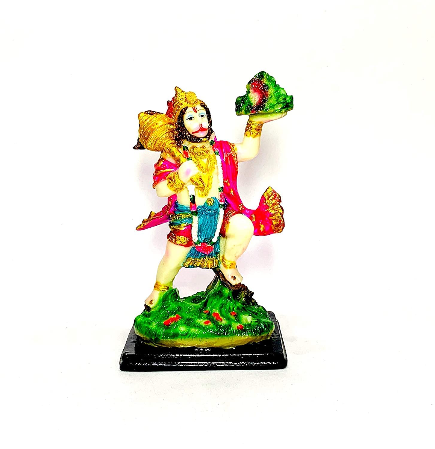 Statue Pahad Hanuman en marbre 15cm multicolore pour décorer votre bureau ou coin pooja