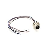 Elecbee 5 Pin M12 Connector A Coded Straight Back Mount Cable 0.2M Waterproof Male Receptacles M12 Male 5 Pin Waterproof Connector