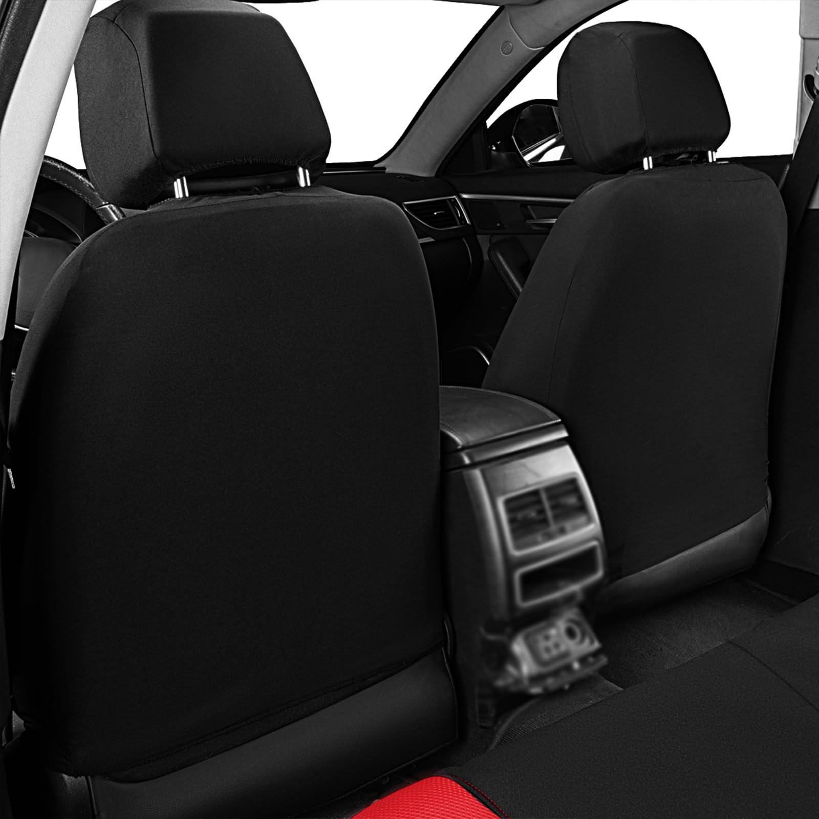 Flying Banner Coprisedili per auto in rete traspirante, Motivo a farfalla colorata, protezione compatibile con airbag (Set completo, Rosso)