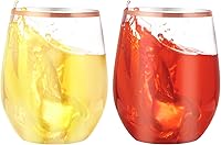 Vista 15 de SUT Paquete de 32 copas de vino de plástico con borde dorado de 12 onzas, sin tallo, desechables con calidad premium, reutilizables, irrompibles