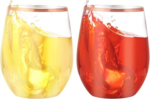 Miniatura 60 de SUT Copas de vino desechables transparentes sin tallo, vasos irrompibles de 12 onzas, paquete de 32 unidades, inastillables, reciclables, vasos